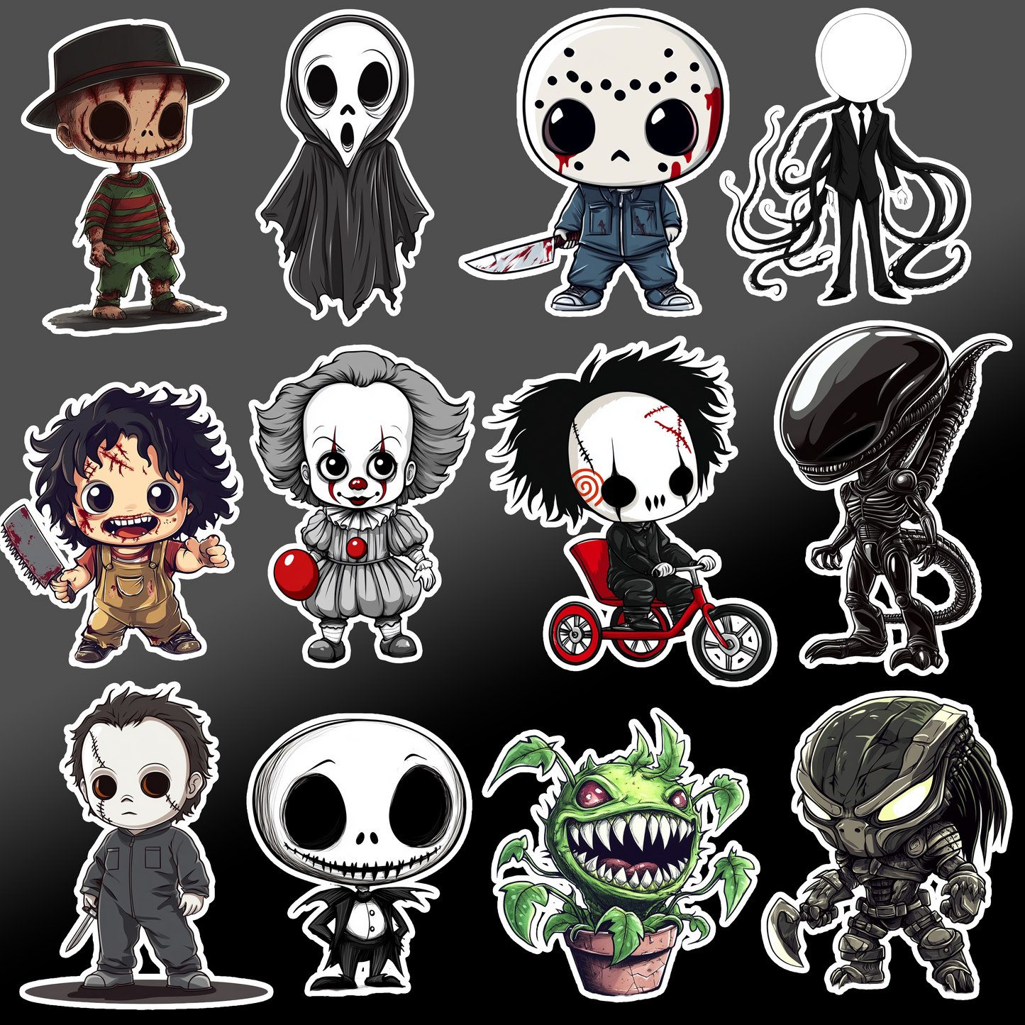 HORROR CHIBI STICKER (GLOSSY OR HOLOGRAPHIC)