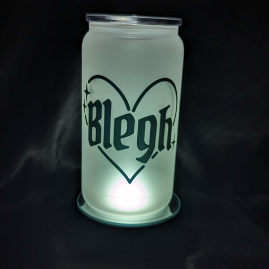 BLEGH HEART FROSTED CAN MASON JAR CUP