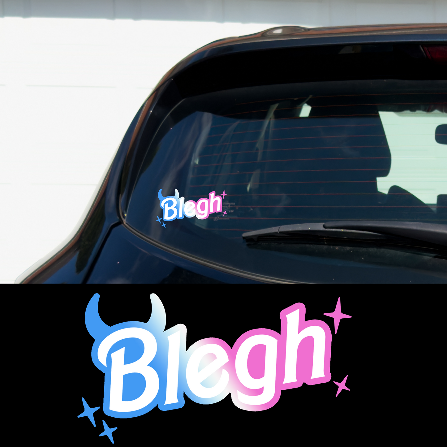 Holographic Girly Doll BLEGH Metal Vinyl Car Multipurpose Decal