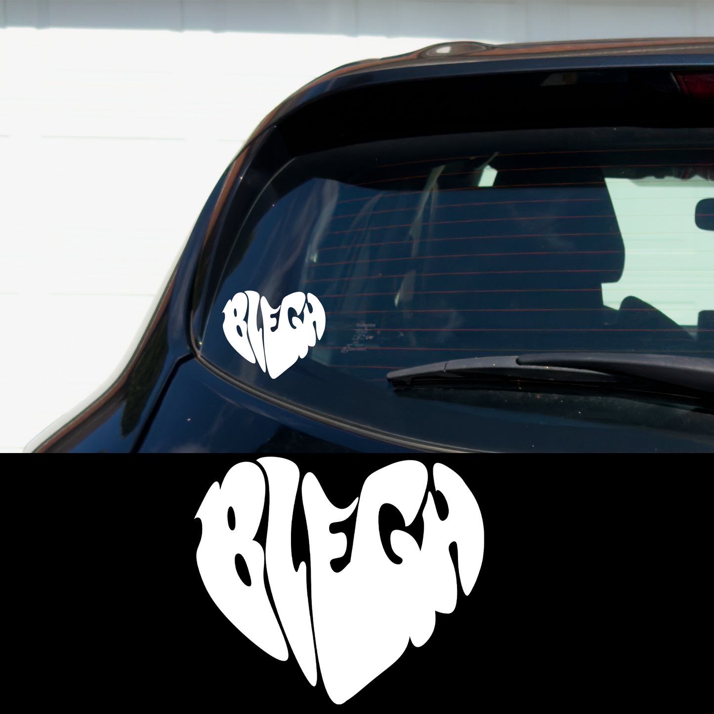 Heart Blegh Swirly  5" Vinyl Car Multipurpose Decal