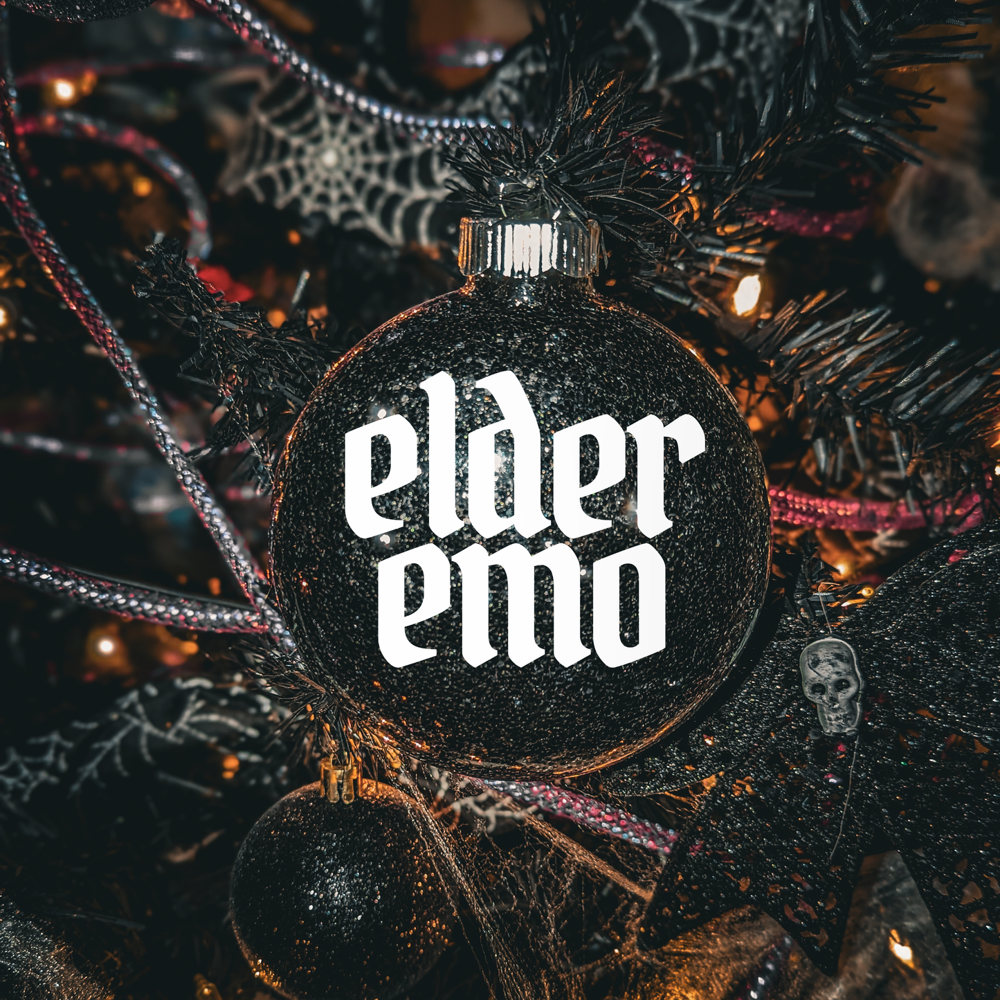 4" Custom  Vinyl Glittered Glass Ornament - Elder Emo In White