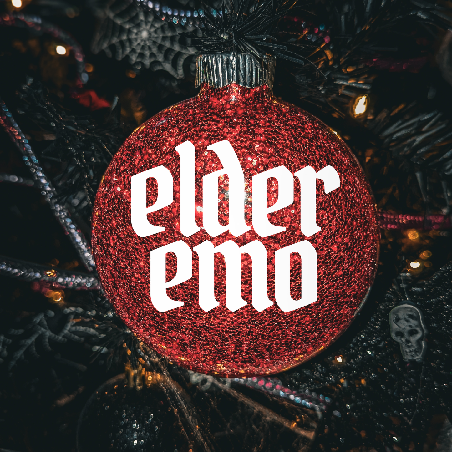 4" Custom  Vinyl Glittered Glass Ornament - Elder Emo In White