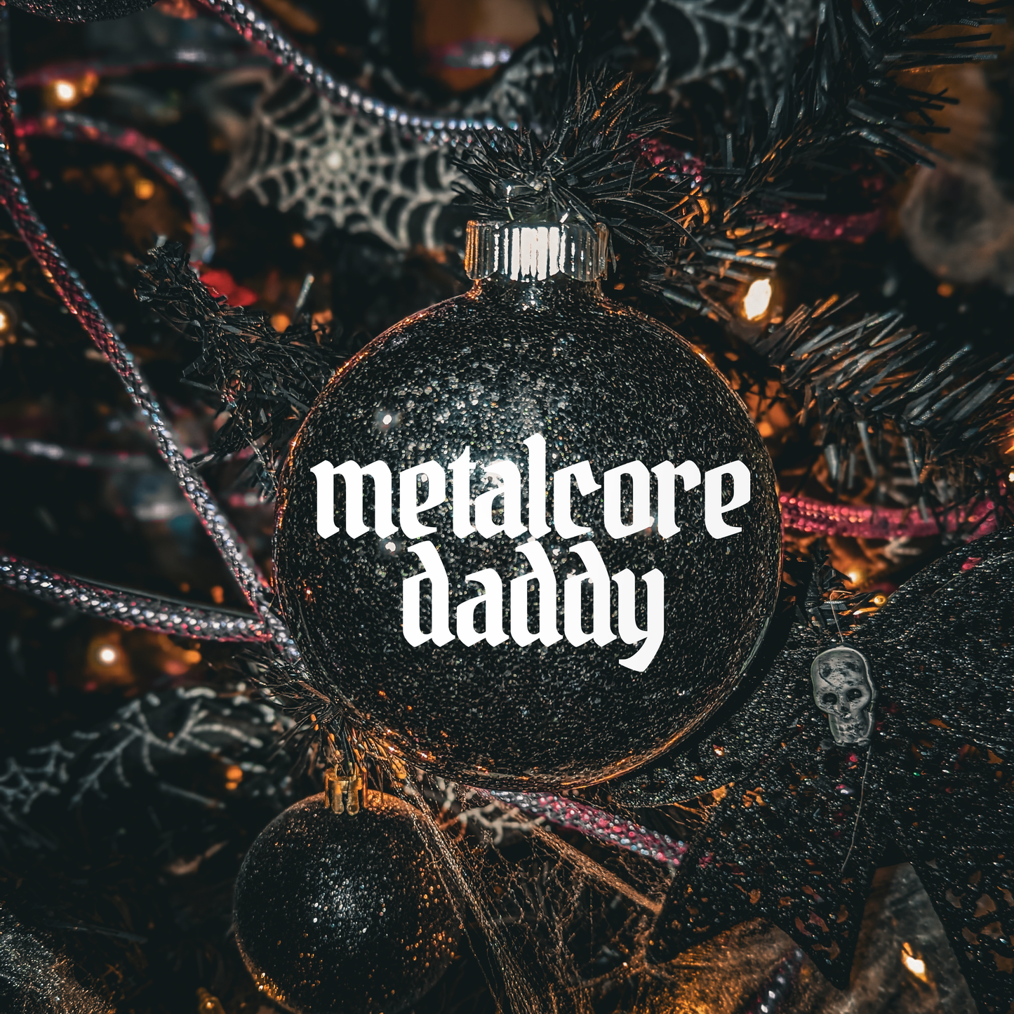 4" Custom  Vinyl Glittered Glass Ornament - Metalcore Daddy In White