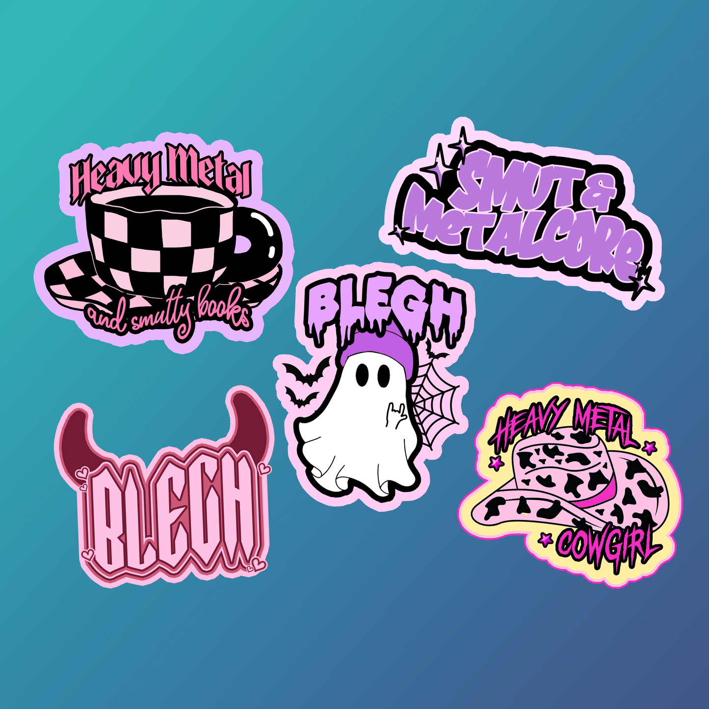 Metalhead Smut Books Girly Cute Metal Rocker Music Lover Vinyl Durable Stickers  Cowgirl Smutty Books Metalcore Ghost