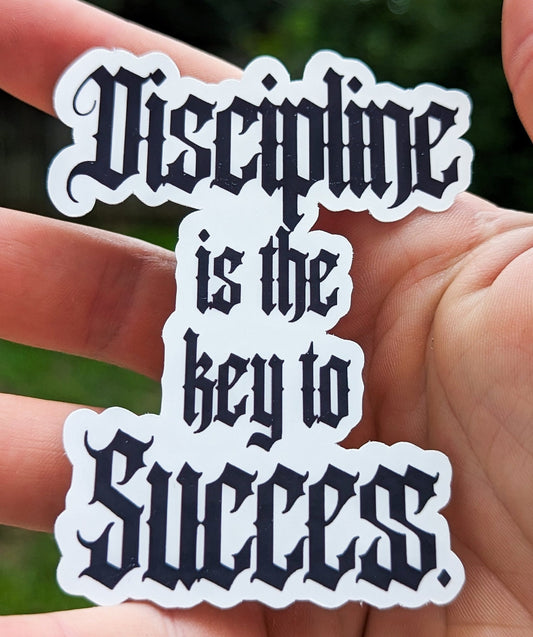 Discipline is the Key to Success Inspirational Sticker Motivation Mind Over Matter Mindfulness Glossy Durable Sticker