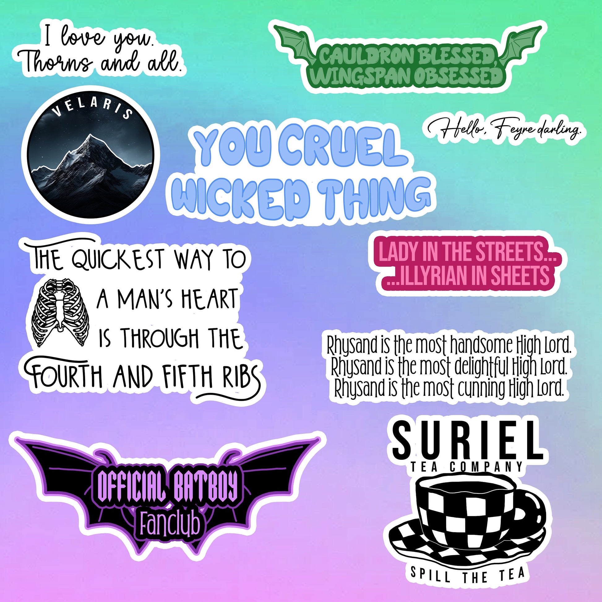 ACOTAR Stickers Thorns and Roses Sticker Collection Gift for Book Love –  Darkcore Creations